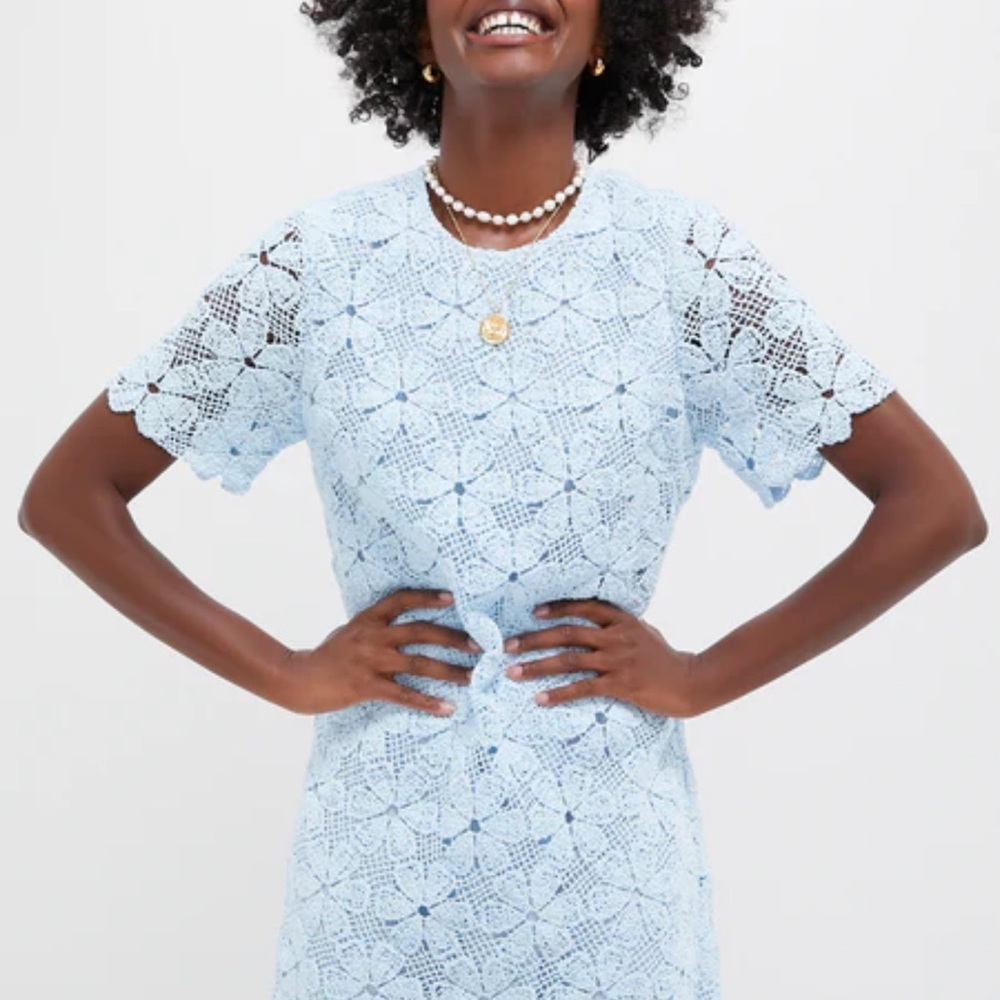 Tuckernuck Baby Blue Crochet Lace Short-Sleeve Mini Dress - Picture 2 of 11